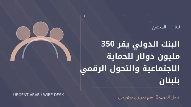 رسم توضيحي أصلي غير فوتوغرافي: البنك الدولي يقر 350 مليون دولار للحماية الاجتماعية والتحول الرقمي بلبنان