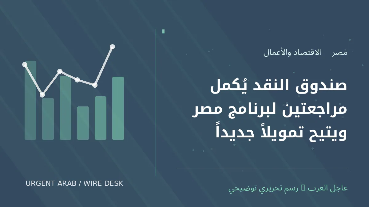 رسم تحريري أصلي غير فوتوغرافي يرمز إلى موضوع: صندوق النقد يُكمل مراجعتين لبرنامج مصر ويتيح تمويلاً جديداً