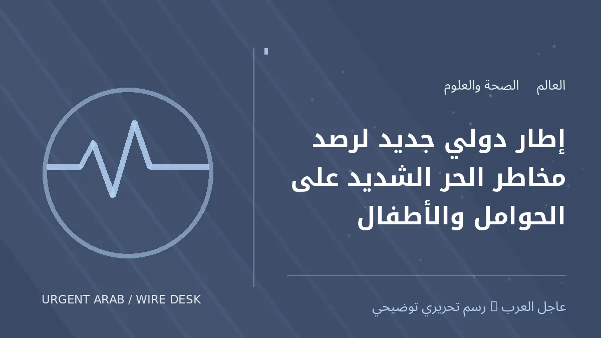 رسم تحريري أصلي غير فوتوغرافي يرمز إلى موضوع: إطار دولي جديد لرصد مخاطر الحر الشديد على الحوامل والأطفال